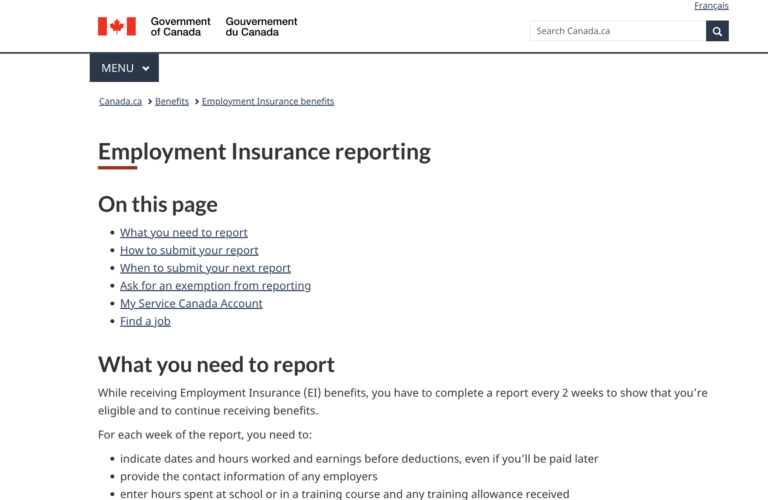 CRA Weekly Employment Insurance